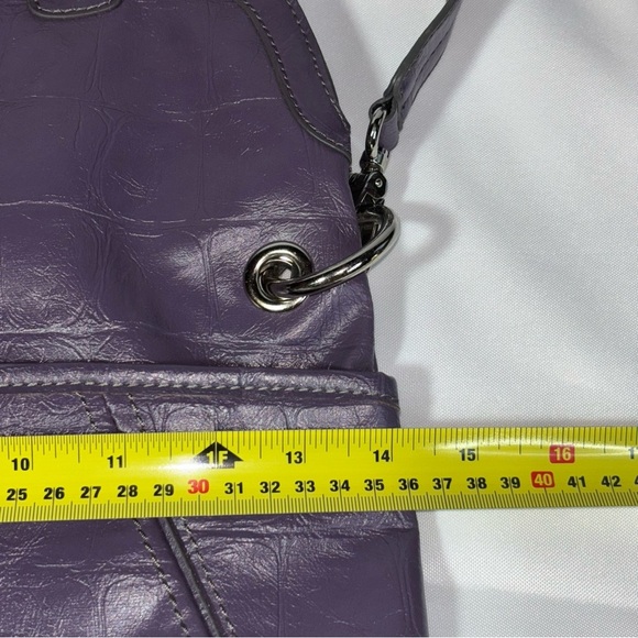 Nine West Purple Faux Leather Reptile Convertible Hobo Fold-over Handbag - Picture 8 of 10